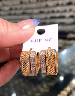 گوشواره کوچک ژوپینگ طرح حلقه بافت نگیندار
