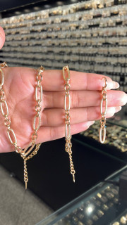 سرویس ژوپینگ اورجینال طرح تیفانی، سه تکه زنانه با طراحی زنجیری حلقههای بیضی درهمتنیده و آبکاری طلایی