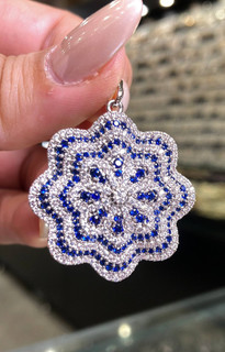 آویز تک ژوپینگ طرح شمسه نگینکاری رنگ سیلور